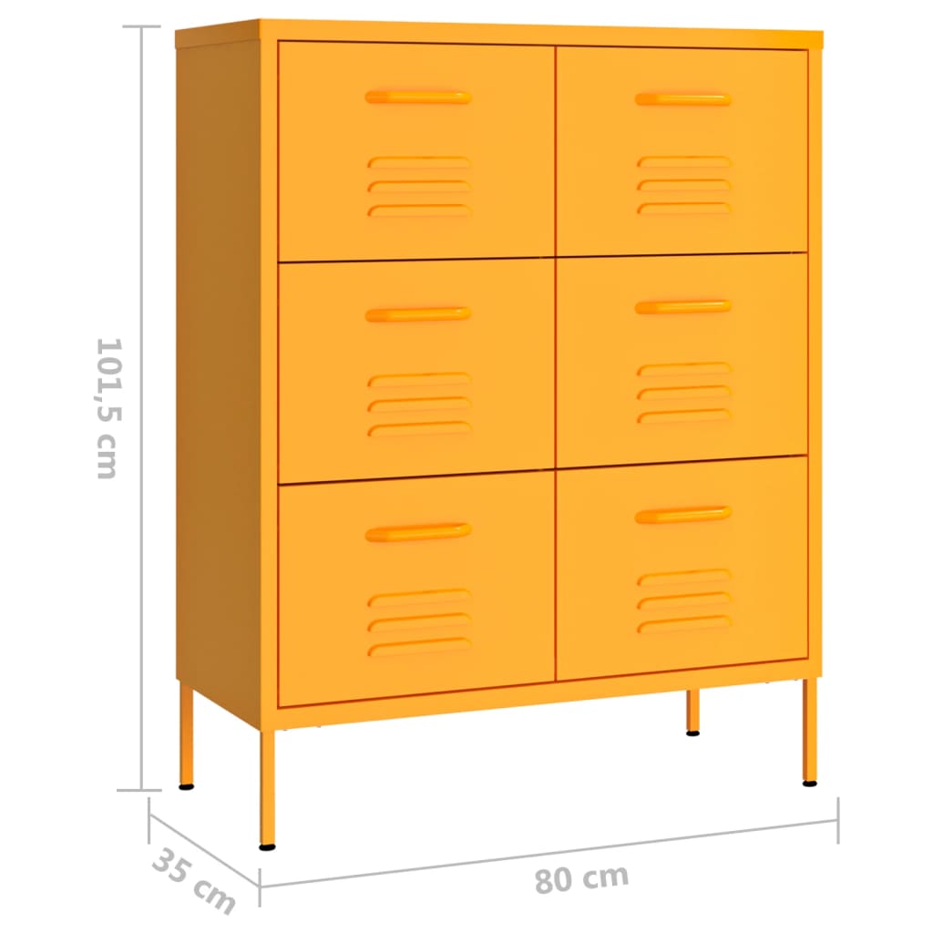 Drawer Cabinet | Mustard Yellow | Steel | Medium | Ball-Bearing