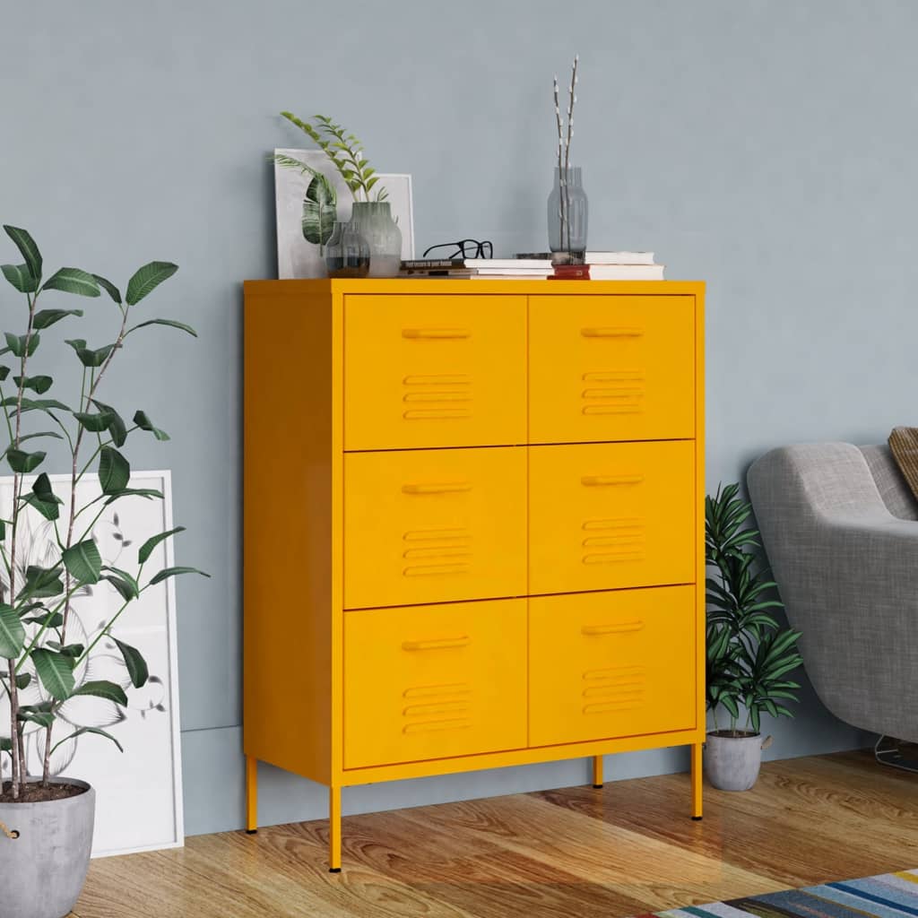 Drawer Cabinet | Mustard Yellow | Steel | Medium | Ball-Bearing