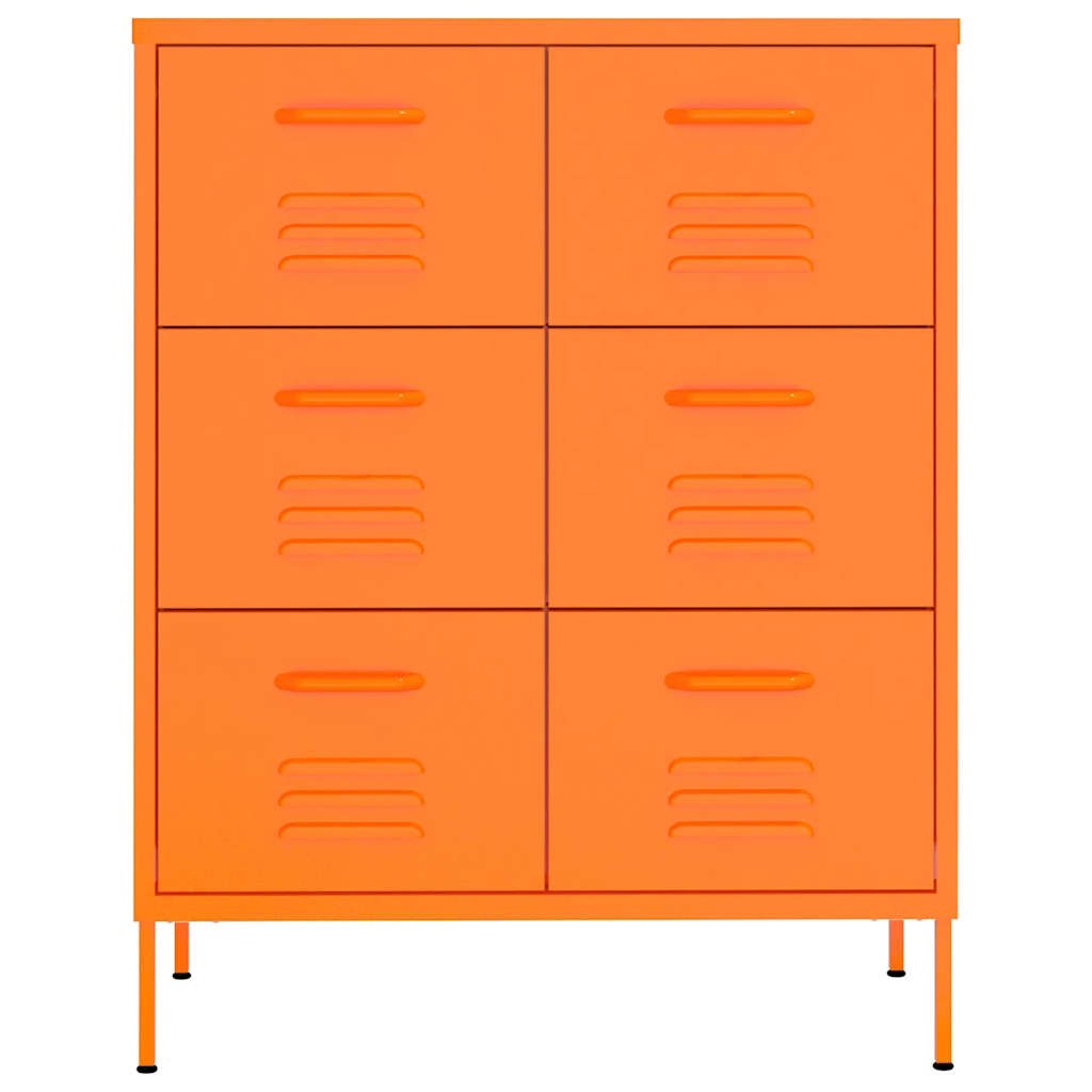 Drawer Cabinet Orange 80x35x101.5 cm Steel