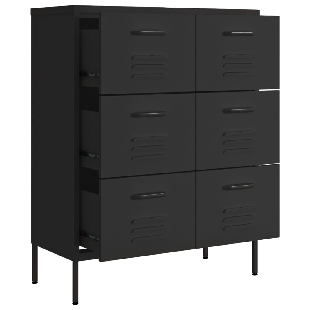 Drawer Cabinet | Black | Steel | Medium | Storage Cabinet | Rectangular