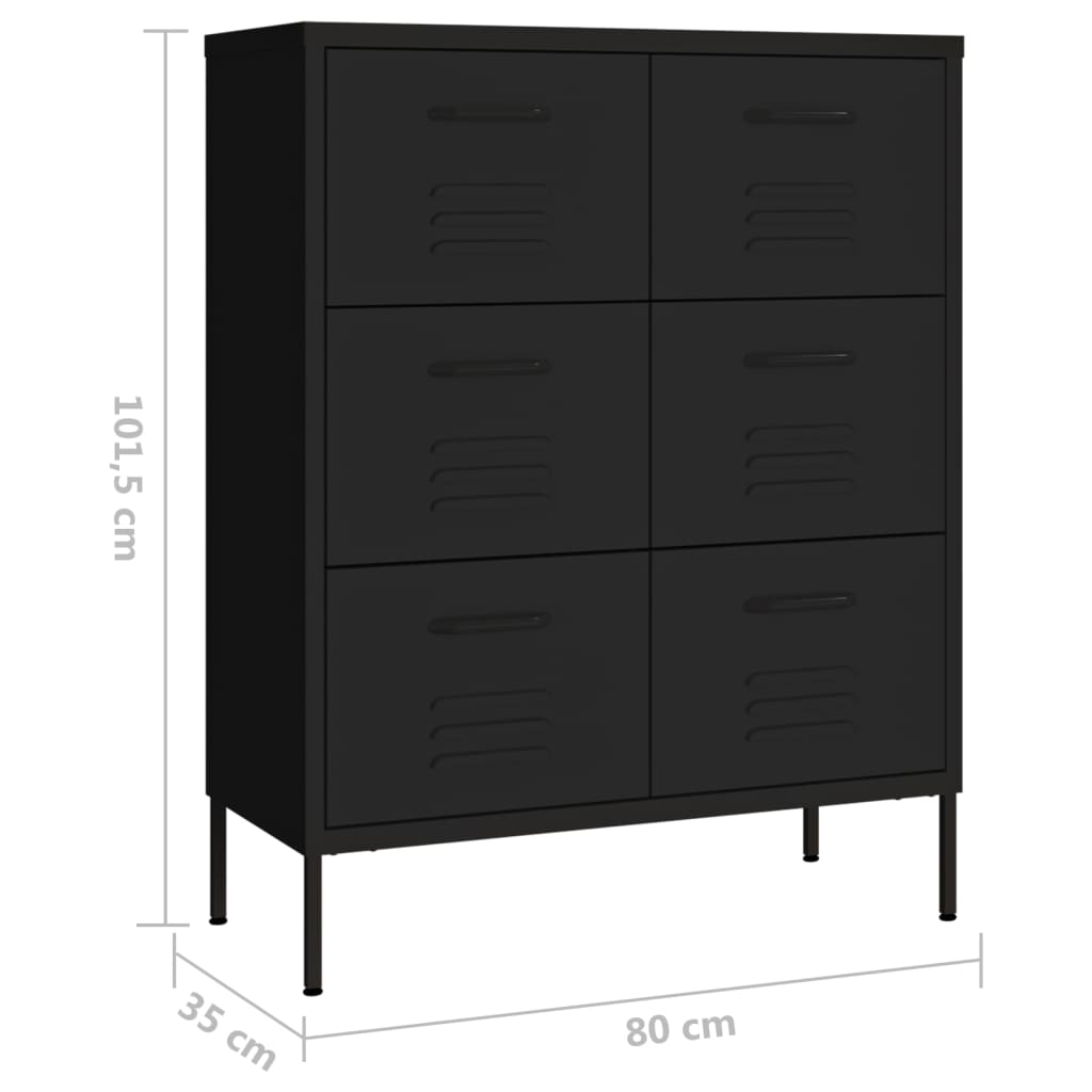 Drawer Cabinet | Black | Steel | Medium | Storage Cabinet | Rectangular