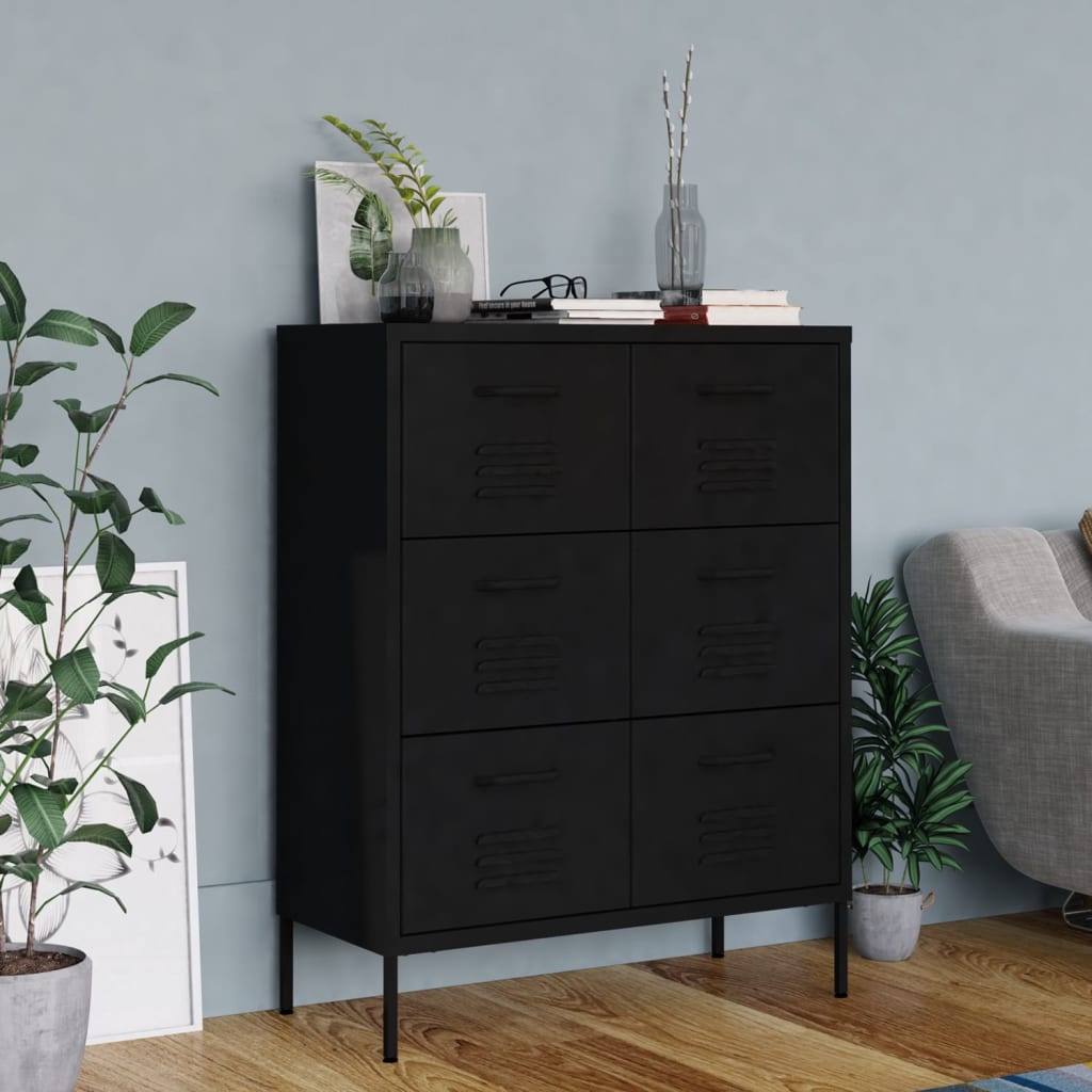 Drawer Cabinet | Black | Steel | Medium | Storage Cabinet | Rectangular