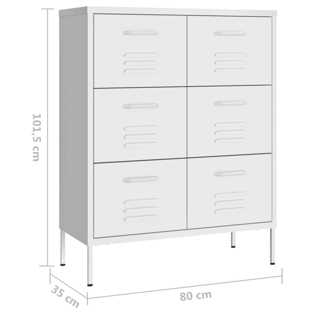 Drawer Cabinet | White | Steel | Medium | Fully Extendable