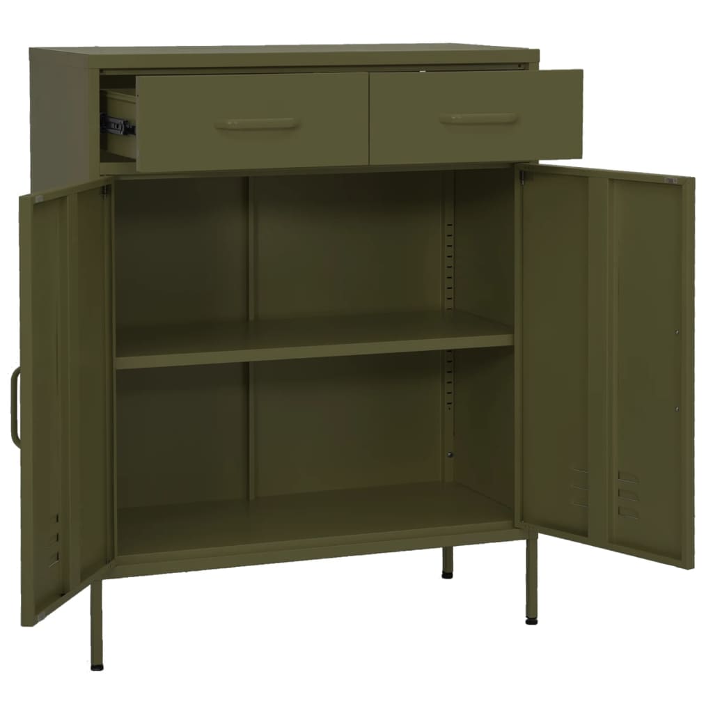 Storage Cabinet | Olive Green | Steel | 80x35x101.5 cm