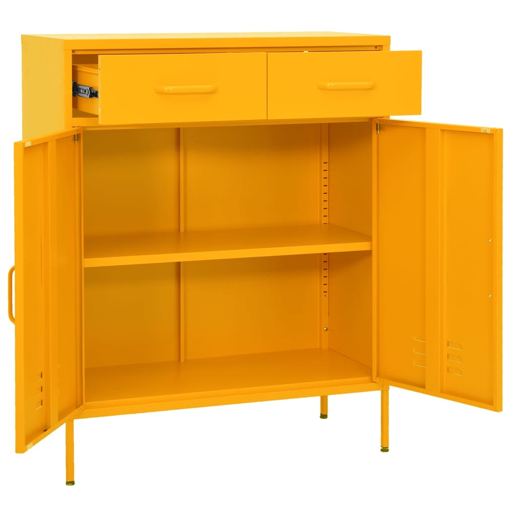 vidaXL Storage Cabinet Mustard Yellow 80x35x101.5 cm Steel