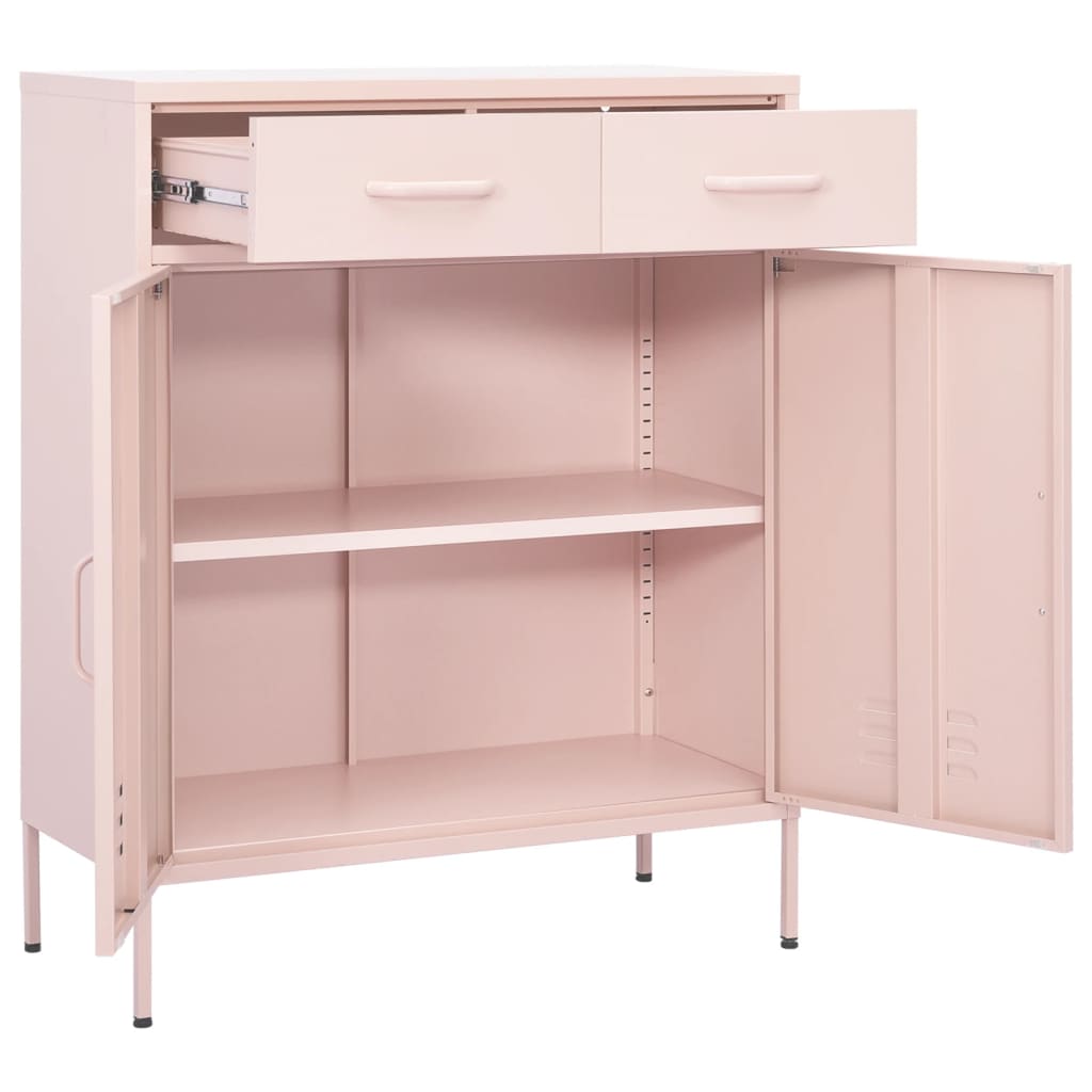 vidaXL Storage Cabinet Pink 80x35x101.5 cm Steel