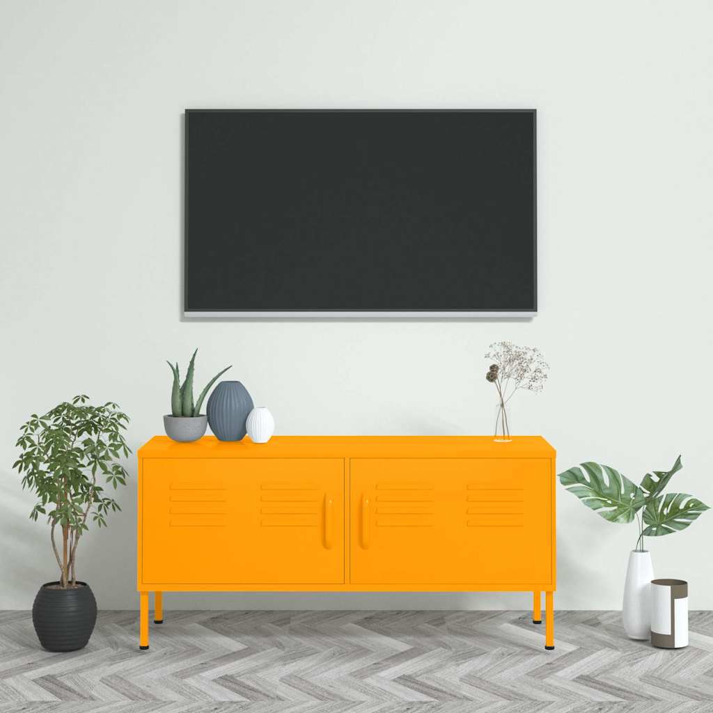 336227 vidaXL TV Cabinet Mustard Yellow 105x35x50 cm Steel