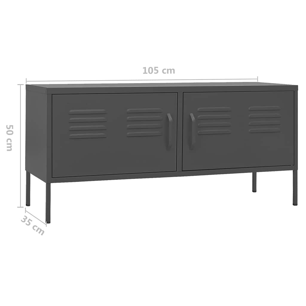336231 vidaXL TV Cabinet Anthracite 105x35x50 cm Steel