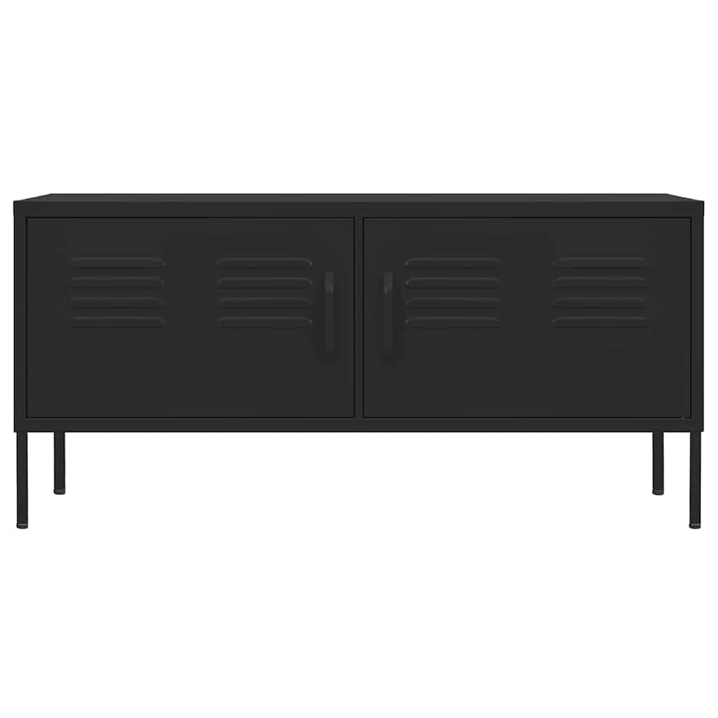 336232 vidaXL TV Cabinet Black 105x35x50 cm Steel