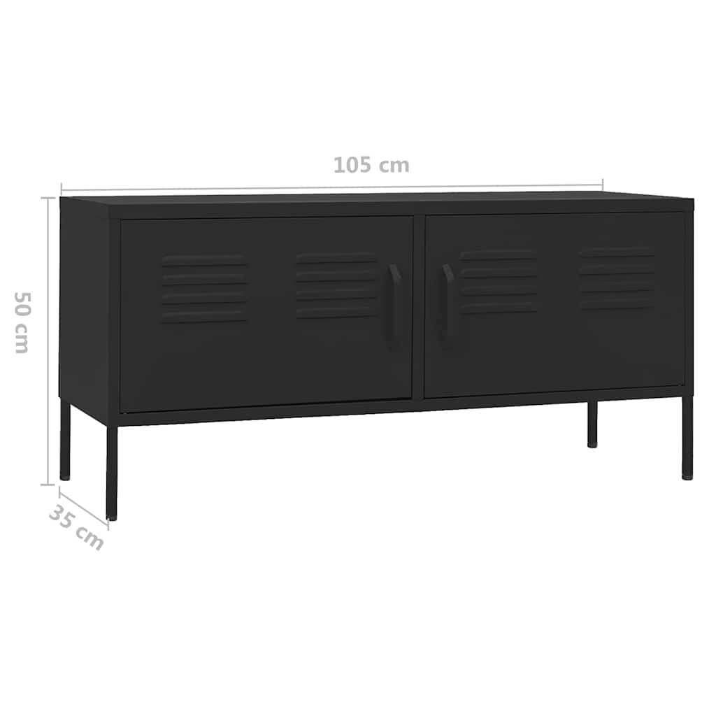 336232 vidaXL TV Cabinet Black 105x35x50 cm Steel