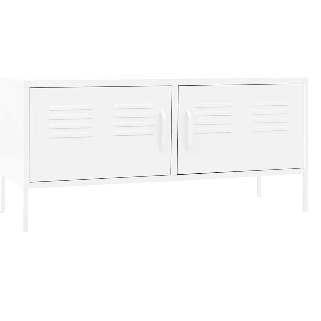 336233 vidaXL TV Cabinet White 105x35x50 cm Steel