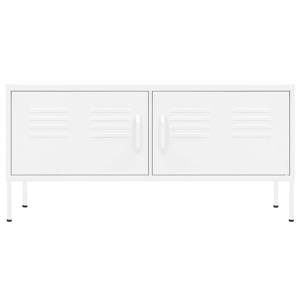 336233 vidaXL TV Cabinet White 105x35x50 cm Steel