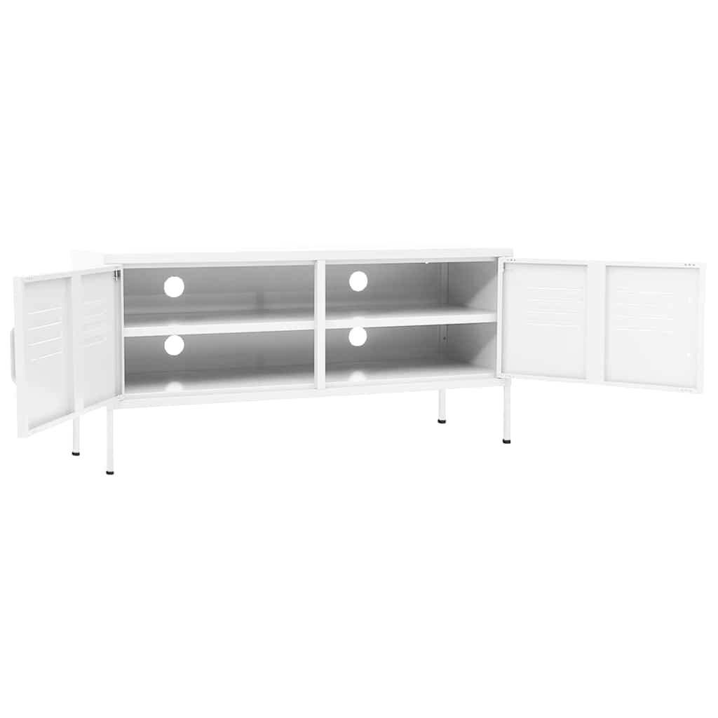 336233 vidaXL TV Cabinet White 105x35x50 cm Steel