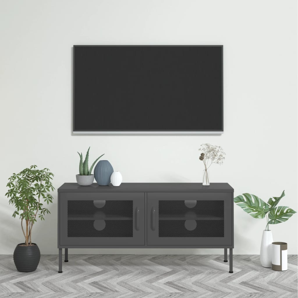 336240 vidaXL TV Cabinet Anthracite 105x35x50 cm Steel