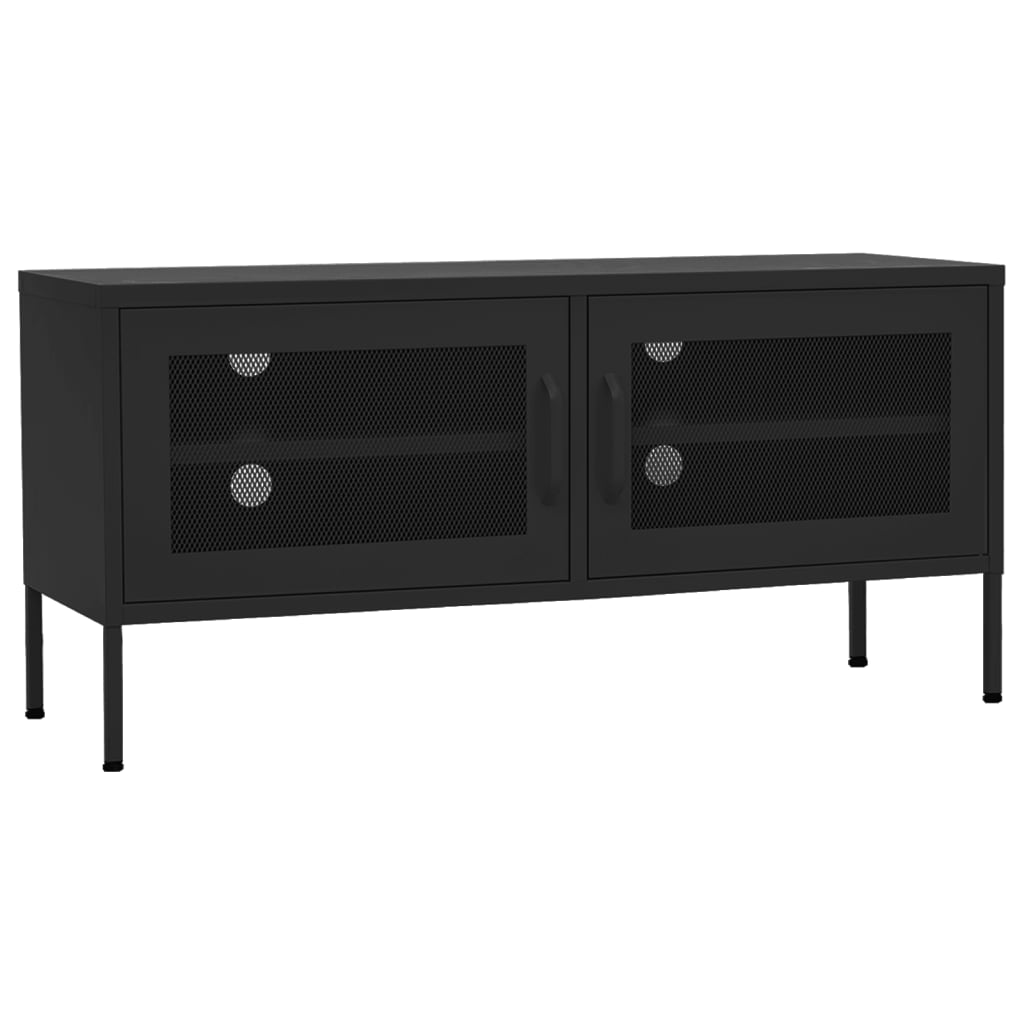 Tv Cabinet | Black | Steel | 105 x 35 x 50 cm |  Levelers  | TV Cabinet