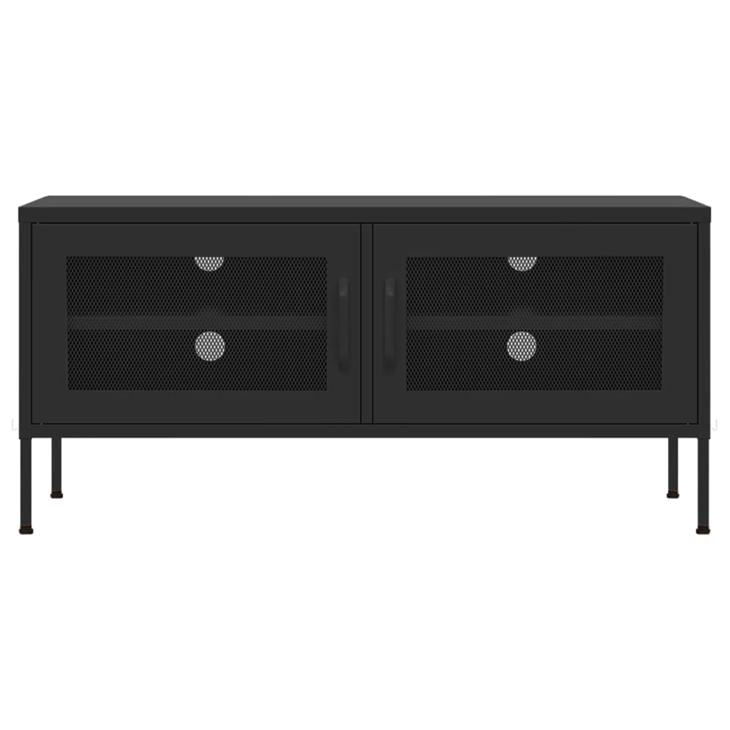 Tv Cabinet | Black | Steel | 105 x 35 x 50 cm |  Levelers  | TV Cabinet