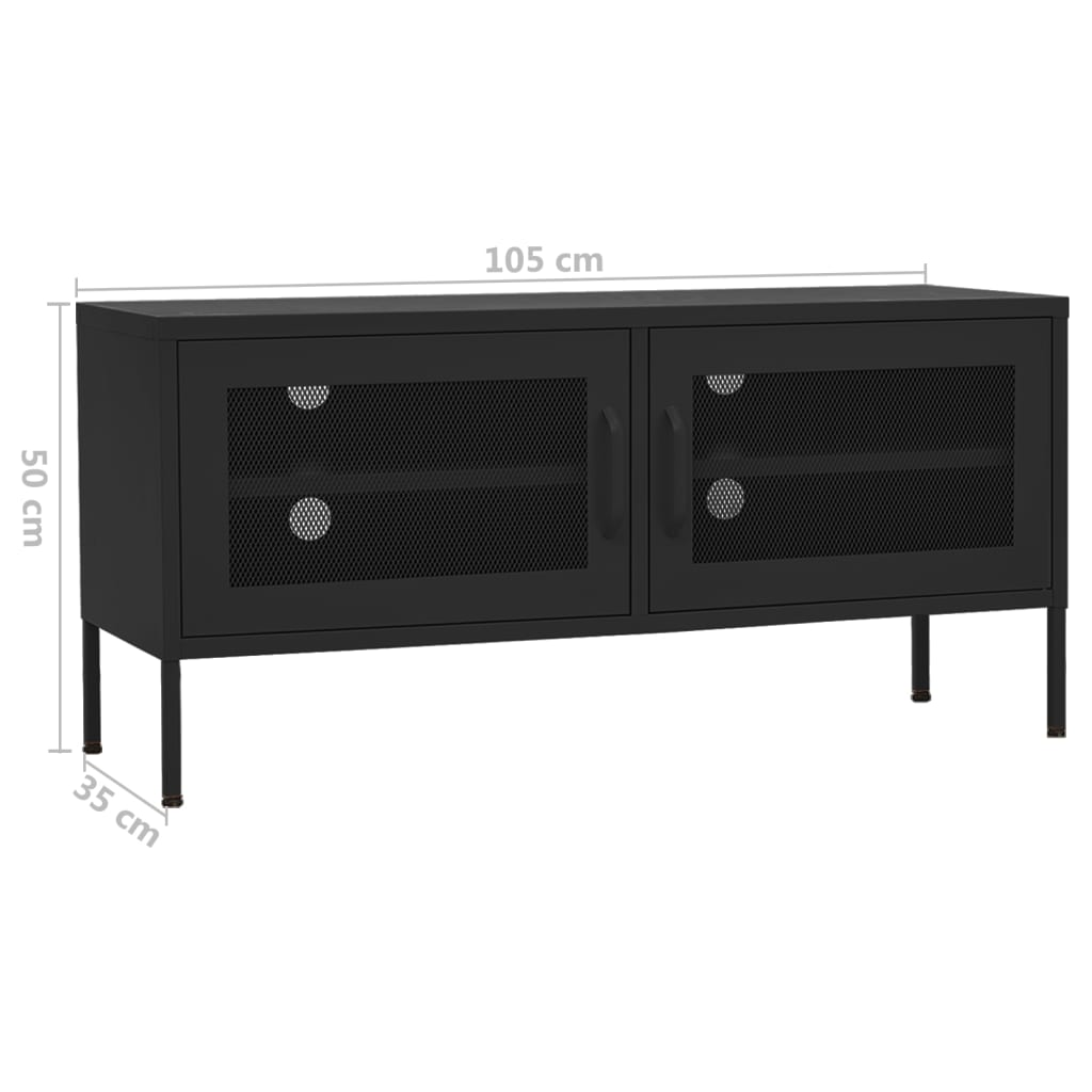 Tv Cabinet | Black | Steel | 105 x 35 x 50 cm |  Levelers  | TV Cabinet