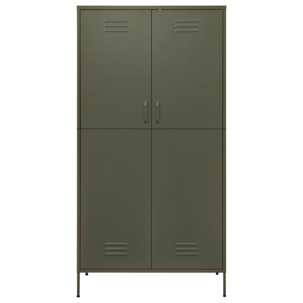 vidaXL Wardrobe Olive Green 90x50x180 cm Steel