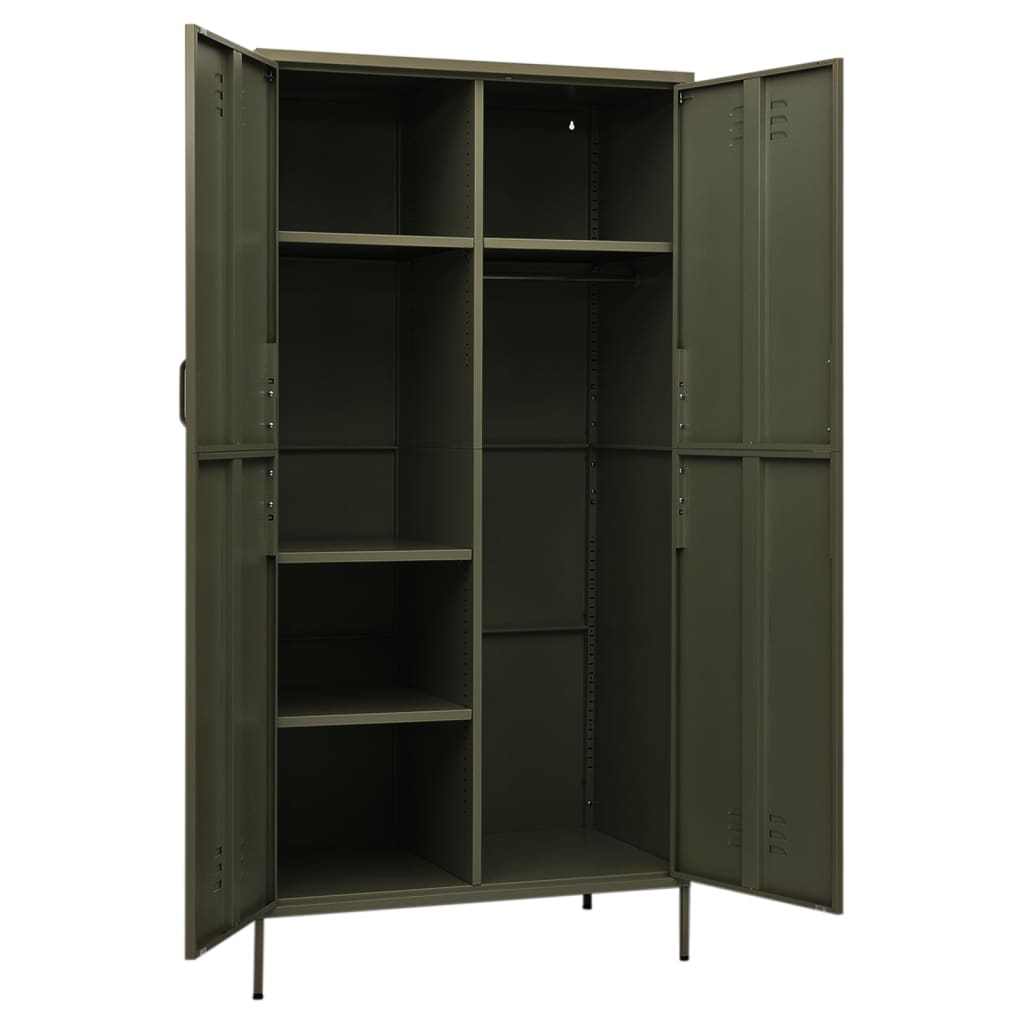 vidaXL Wardrobe Olive Green 90x50x180 cm Steel