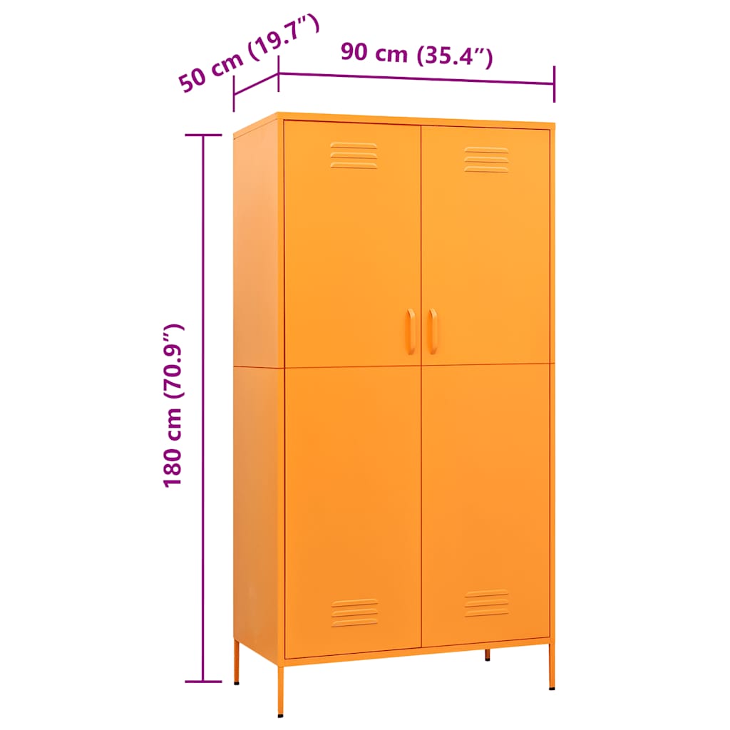 Wardrobe Mustard Yellow 90x50x180 cm Steel