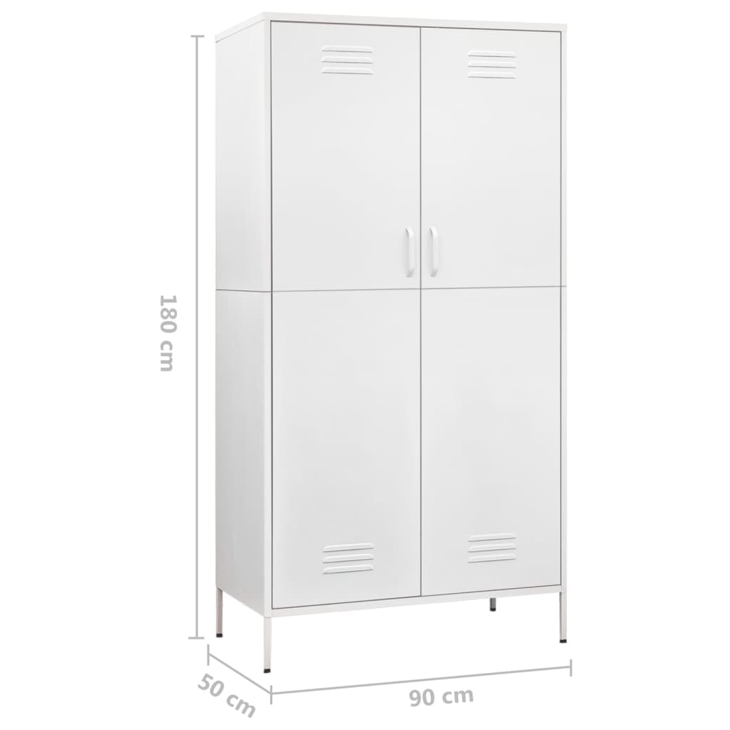 vidaXL Wardrobe White 90x50x180 cm Steel