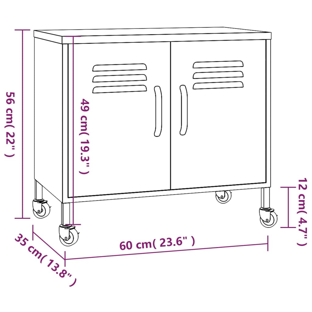 vidaXL Storage Cabinet Orange 60x35x56 cm Steel