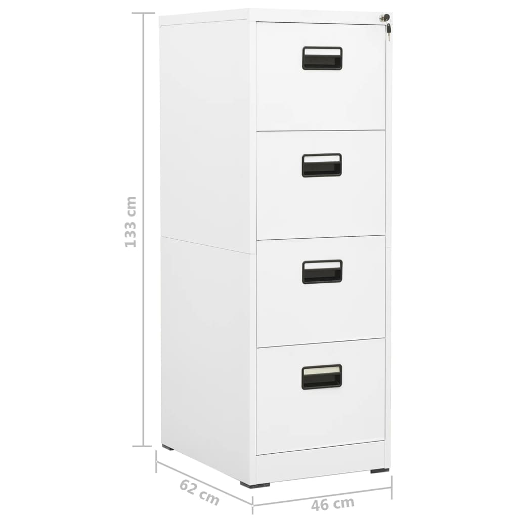 vidaXL Filing Cabinet White 46x62x133 cm Steel