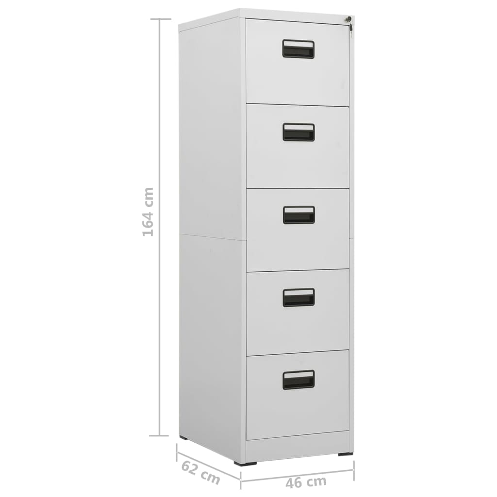 Filing Cabinet Light Grey 46x62x164 cm Steel