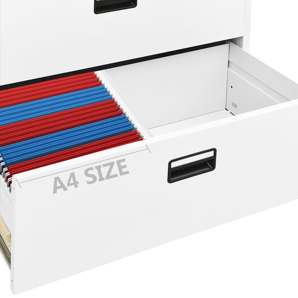 Filing Cabinet | White | Steel | 90x46x72.5 cm | Durable | Filing Cabinet