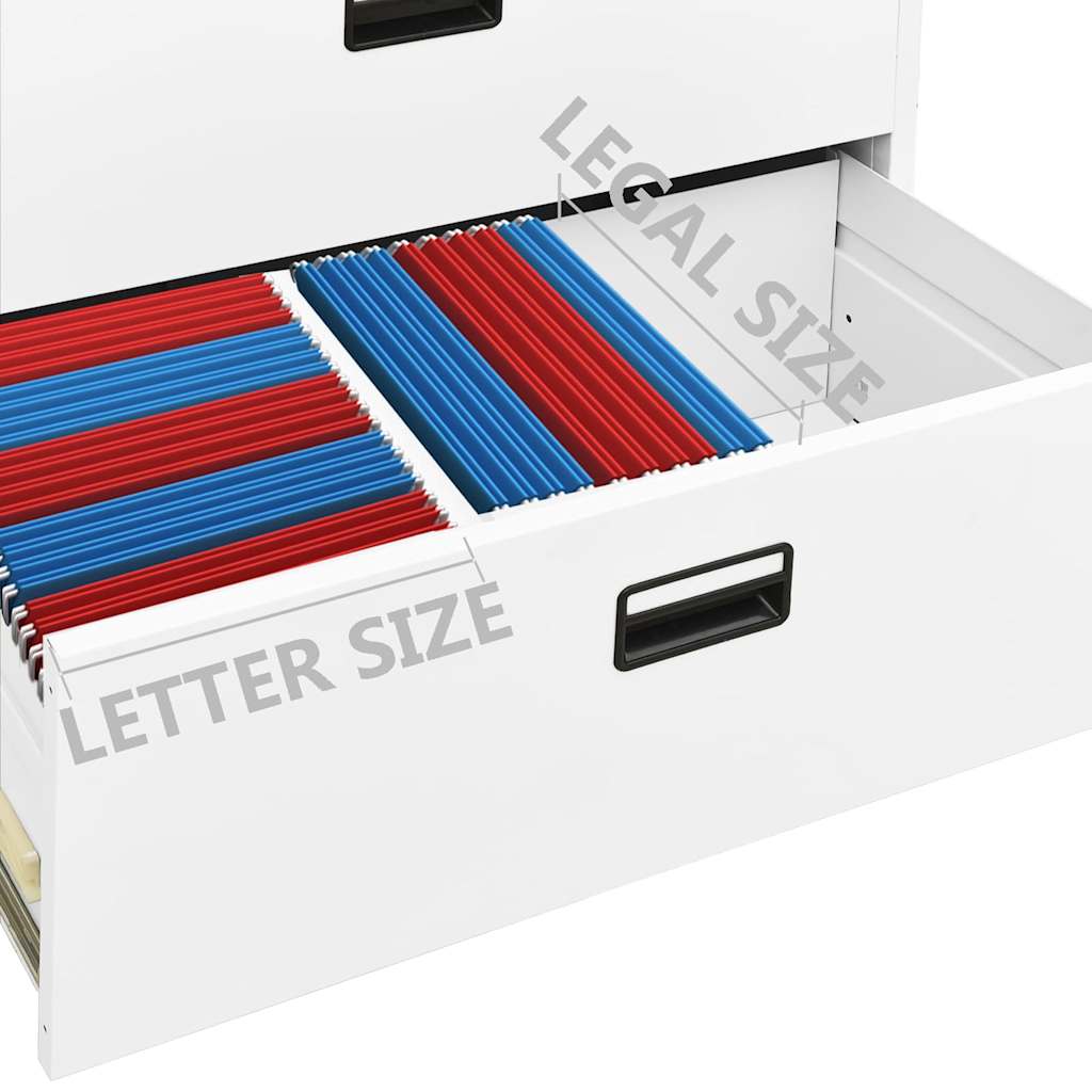 Filing Cabinet | White | Steel | 90x46x72.5 cm | Durable | Filing Cabinet