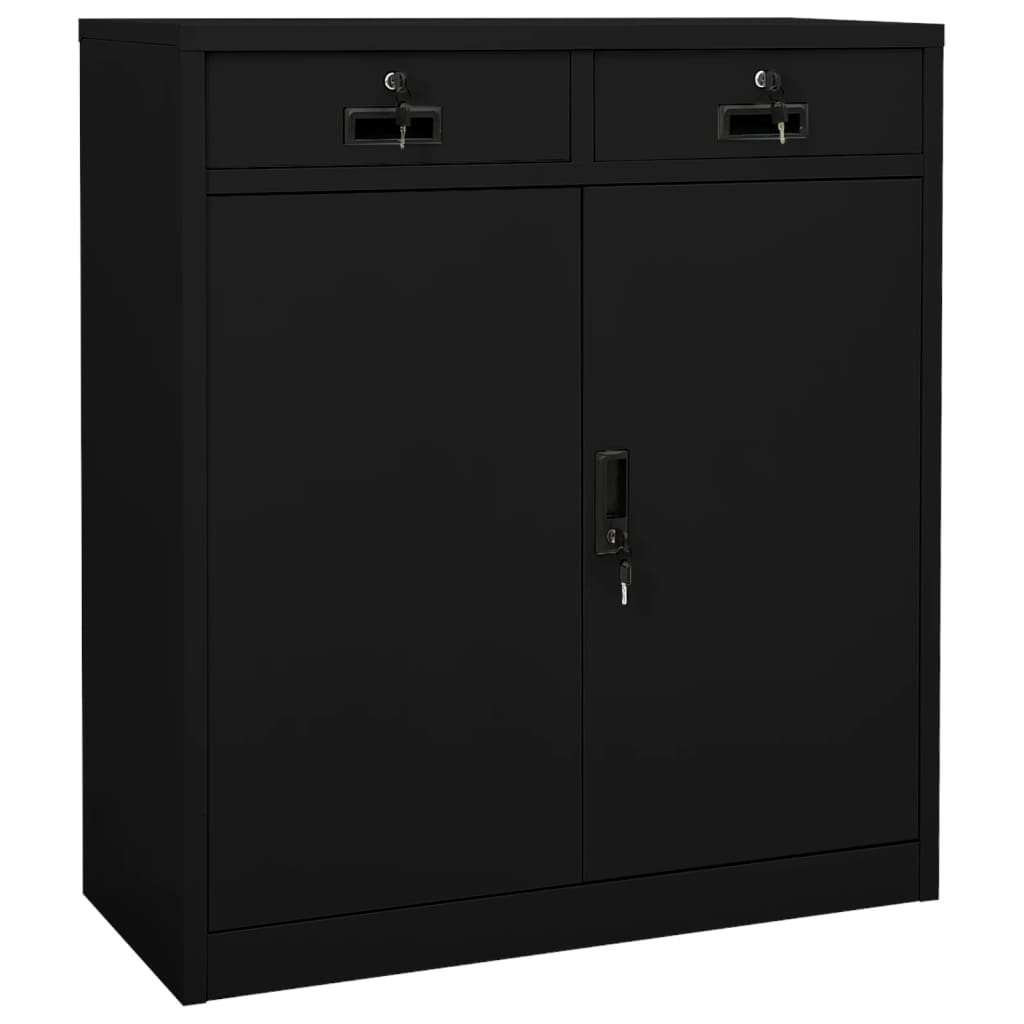 Office Cabinet | Black | Steel | Medium | Height-Adjustable Shelves