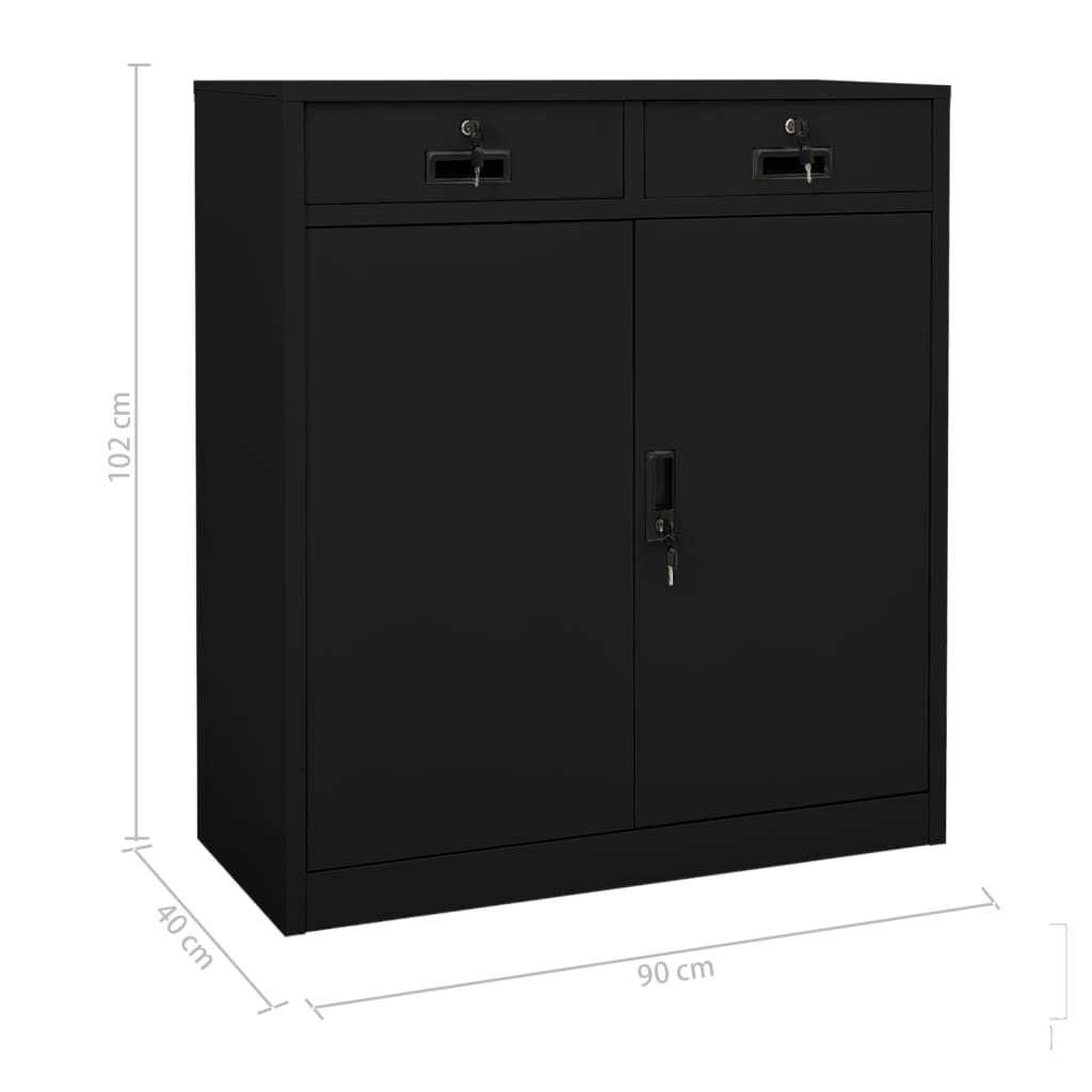 Office Cabinet | Black | Steel | Medium | Height-Adjustable Shelves