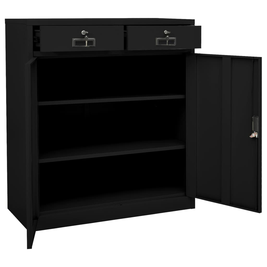 Office Cabinet | Black | Steel | Medium | Height-Adjustable Shelves