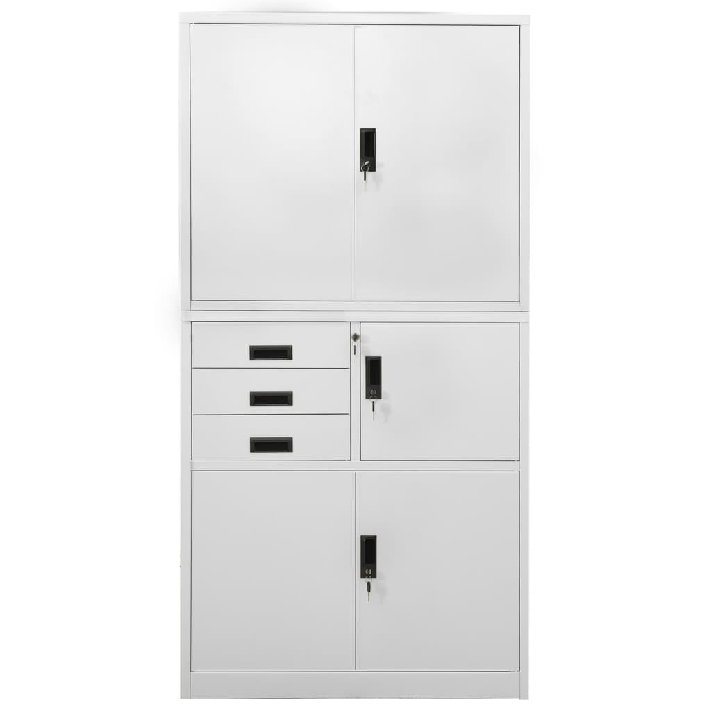 Office Cabinet | Light Grey | Steel | Large | Smooth-Closing