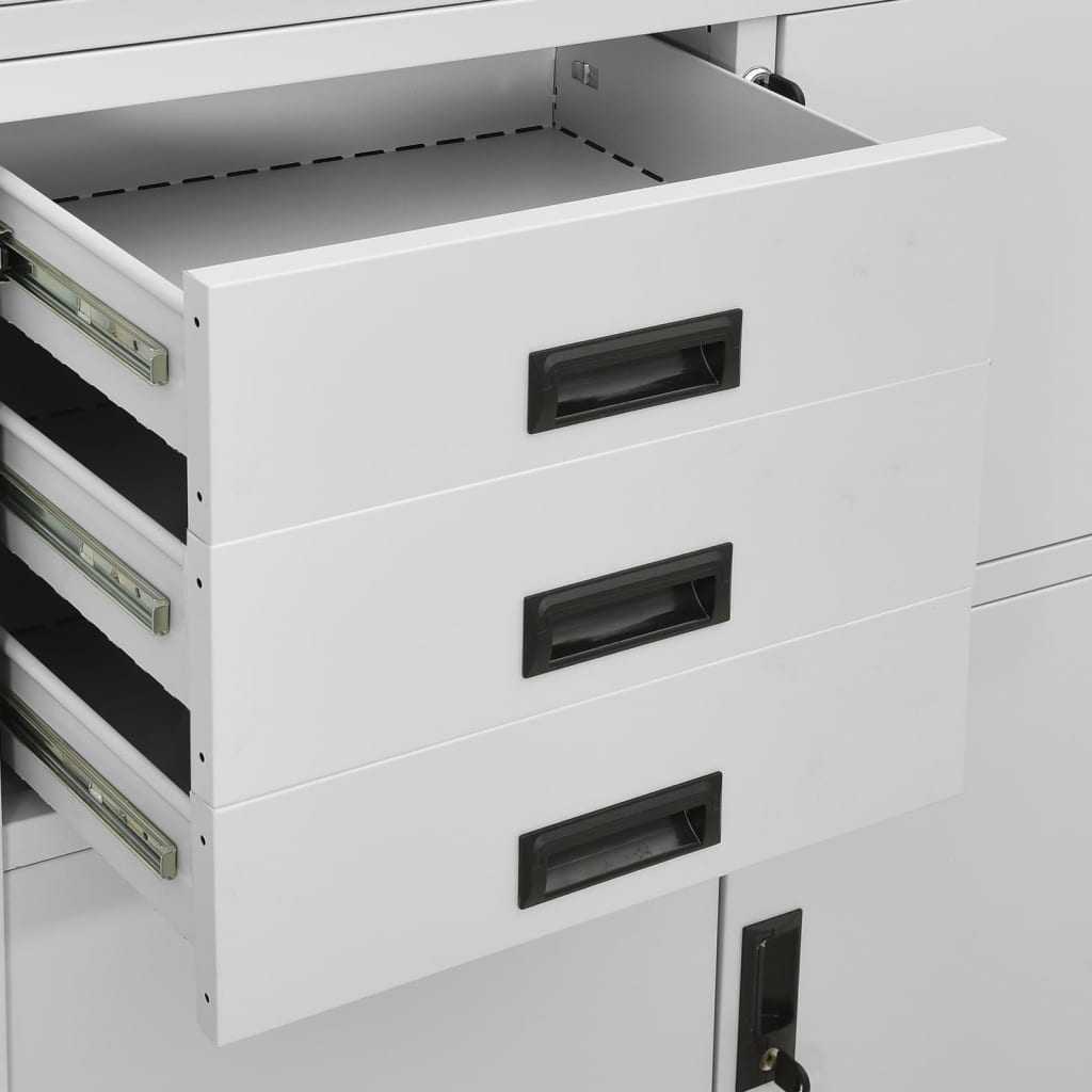 Office Cabinet | Light Grey | Steel | Large | Smooth-Closing