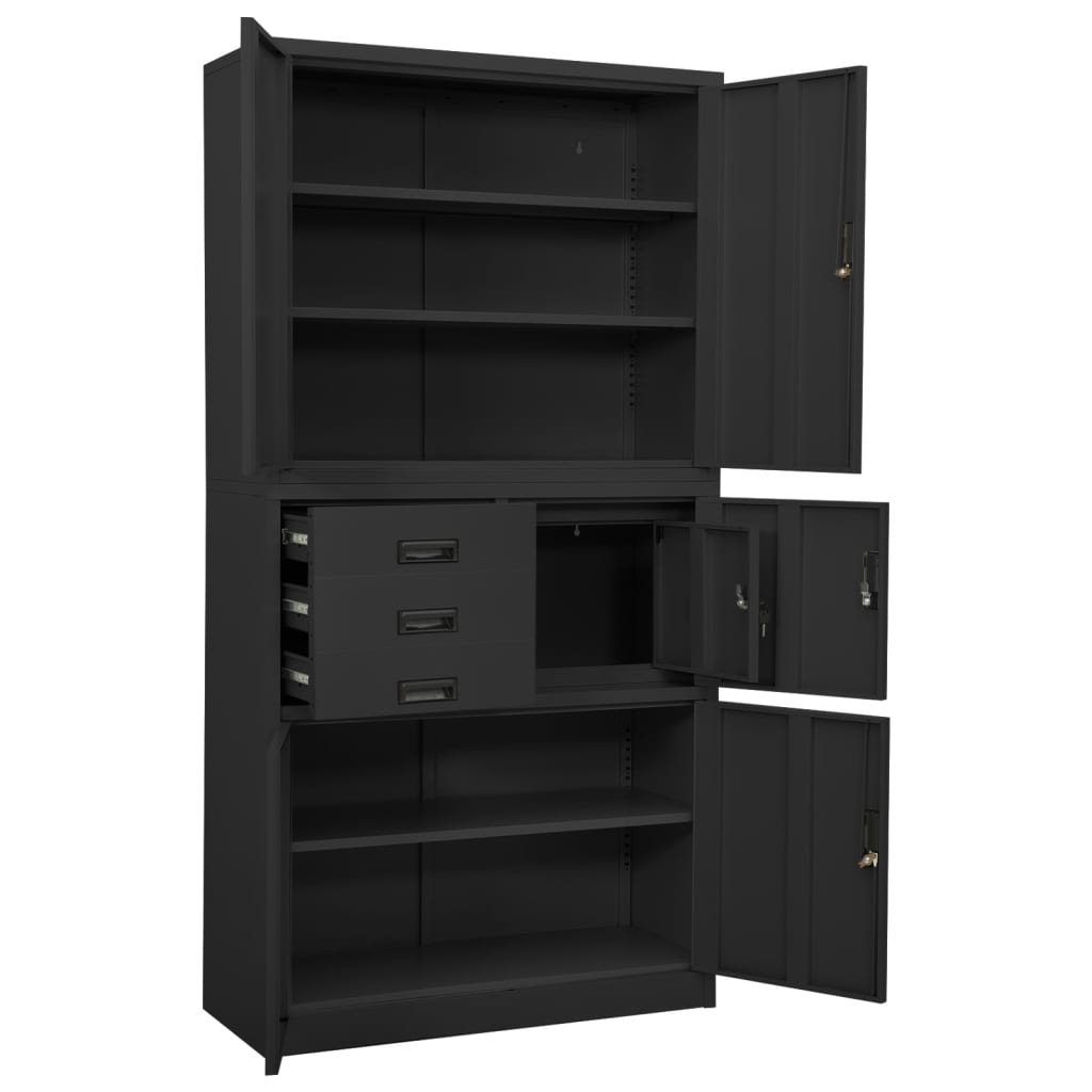 vidaXL Office Cabinet Anthracite 90x40x180 cm Steel