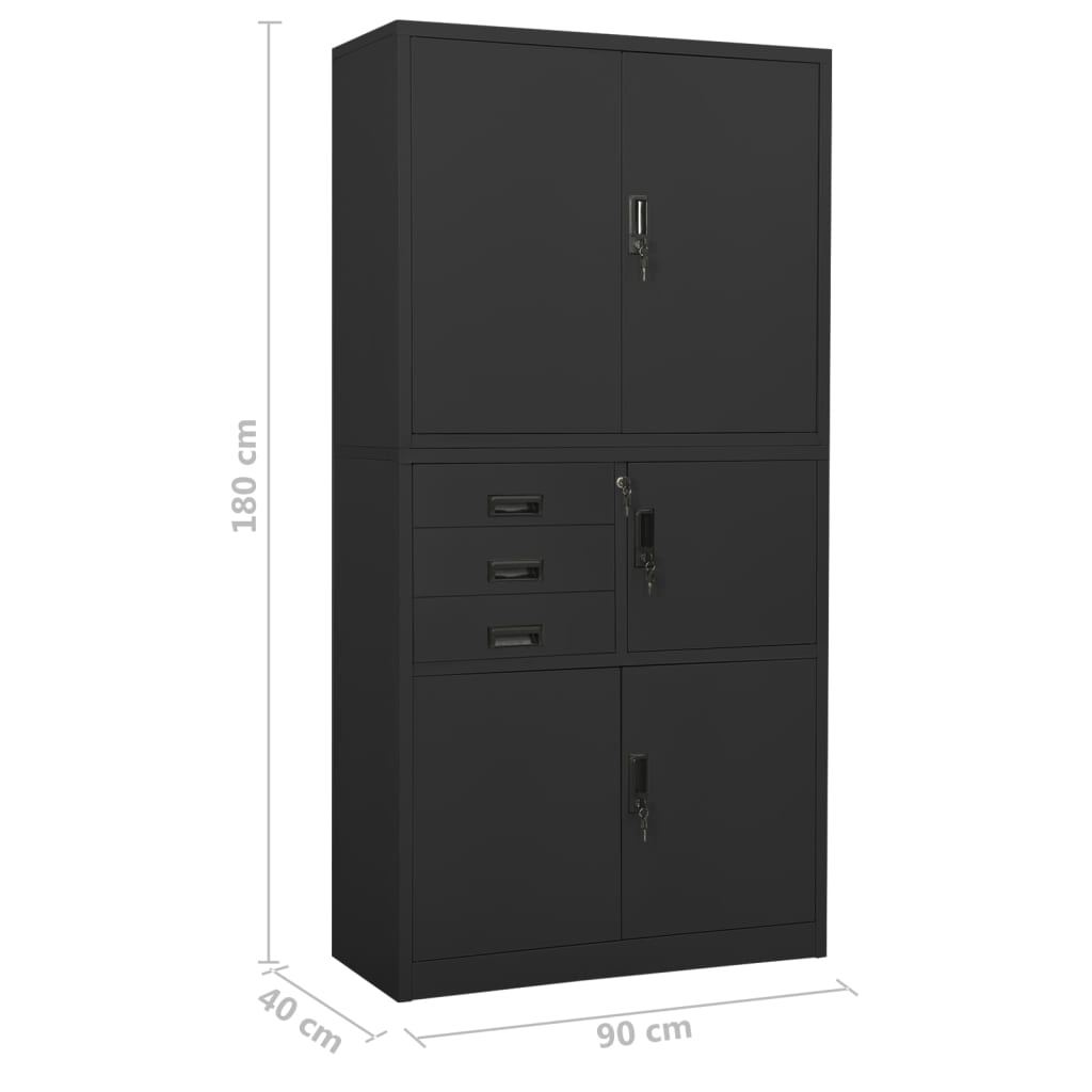 vidaXL Office Cabinet Anthracite 90x40x180 cm Steel