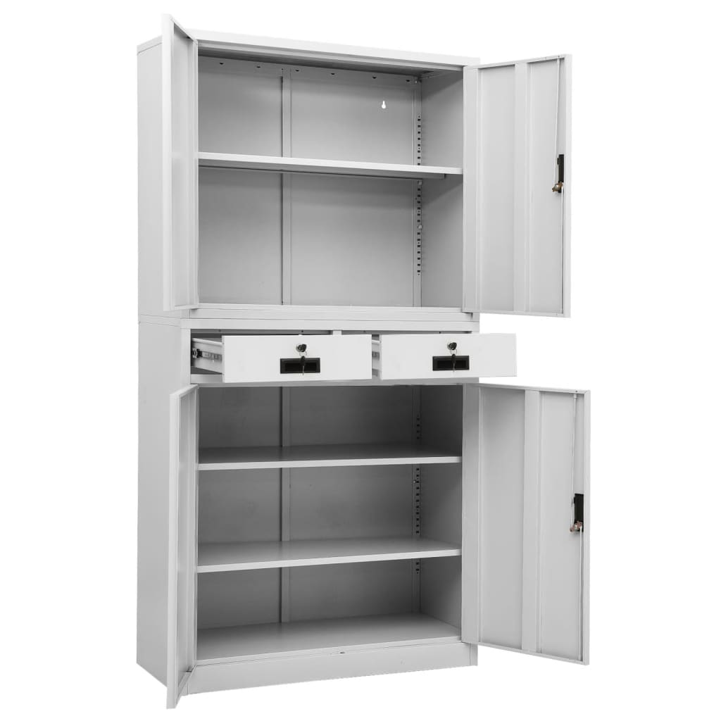 Office Cabinet Light Grey 90x40x180 cm Steel