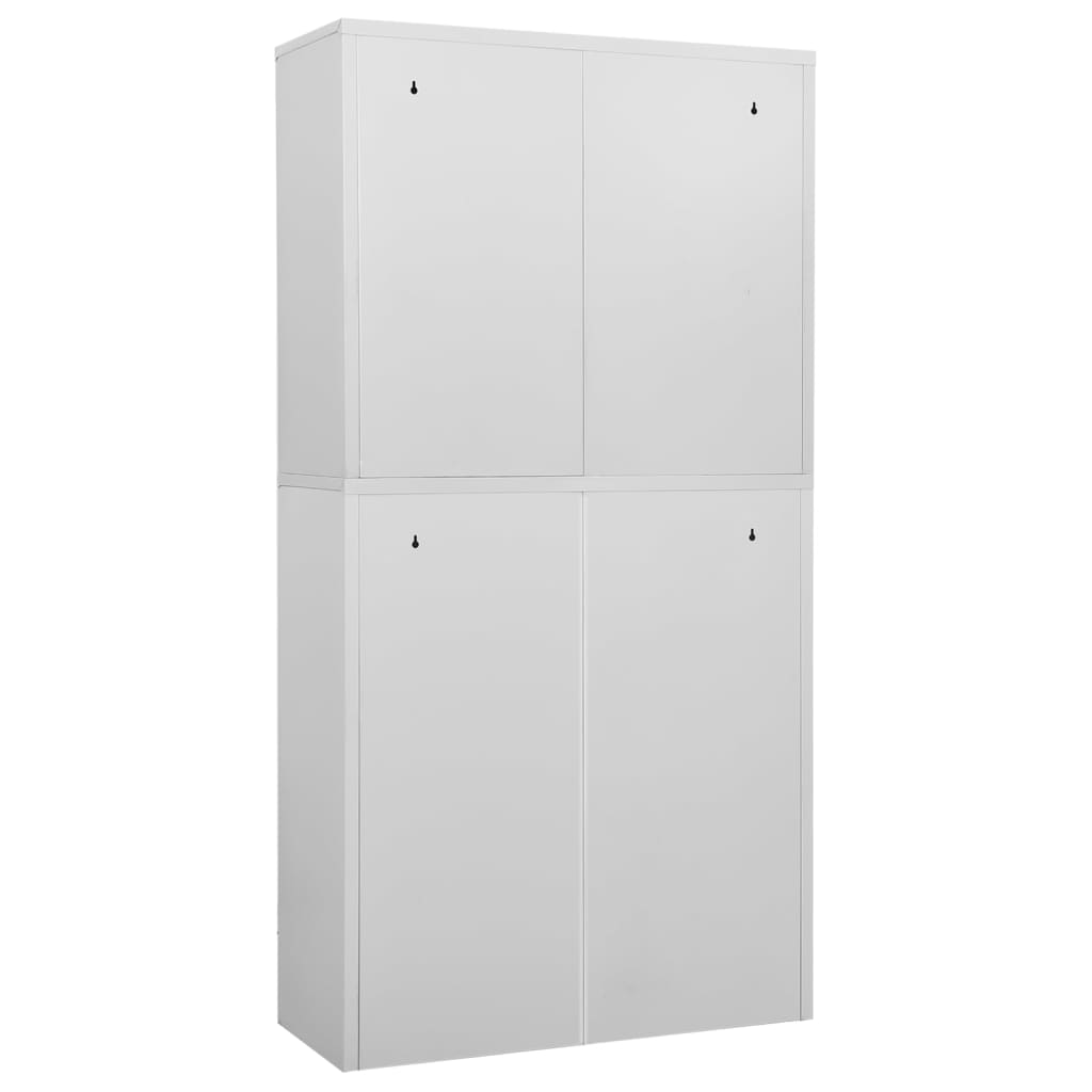 Office Cabinet Light Grey 90x40x180 cm Steel and Tempered Glass