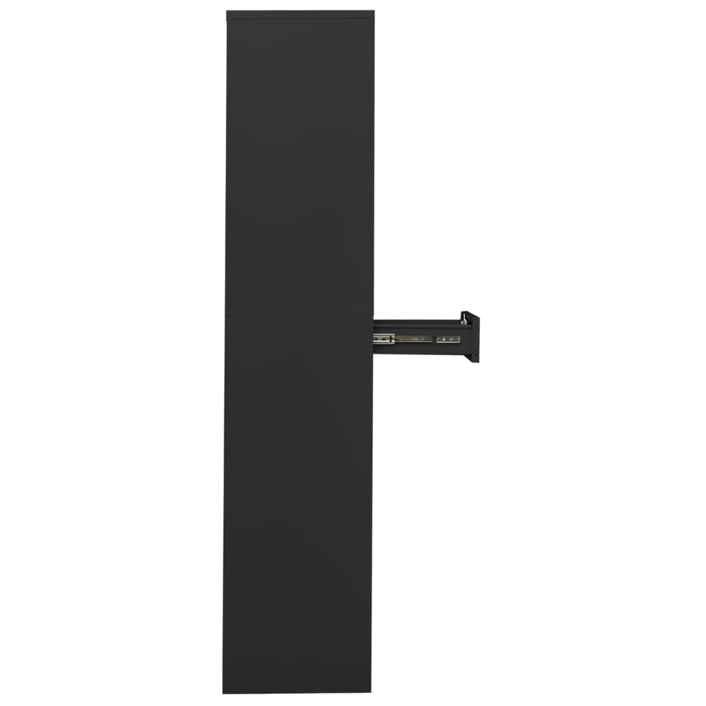 Office Cabinet Anthracite 90x40x180 cm Steel and Tempered Glass