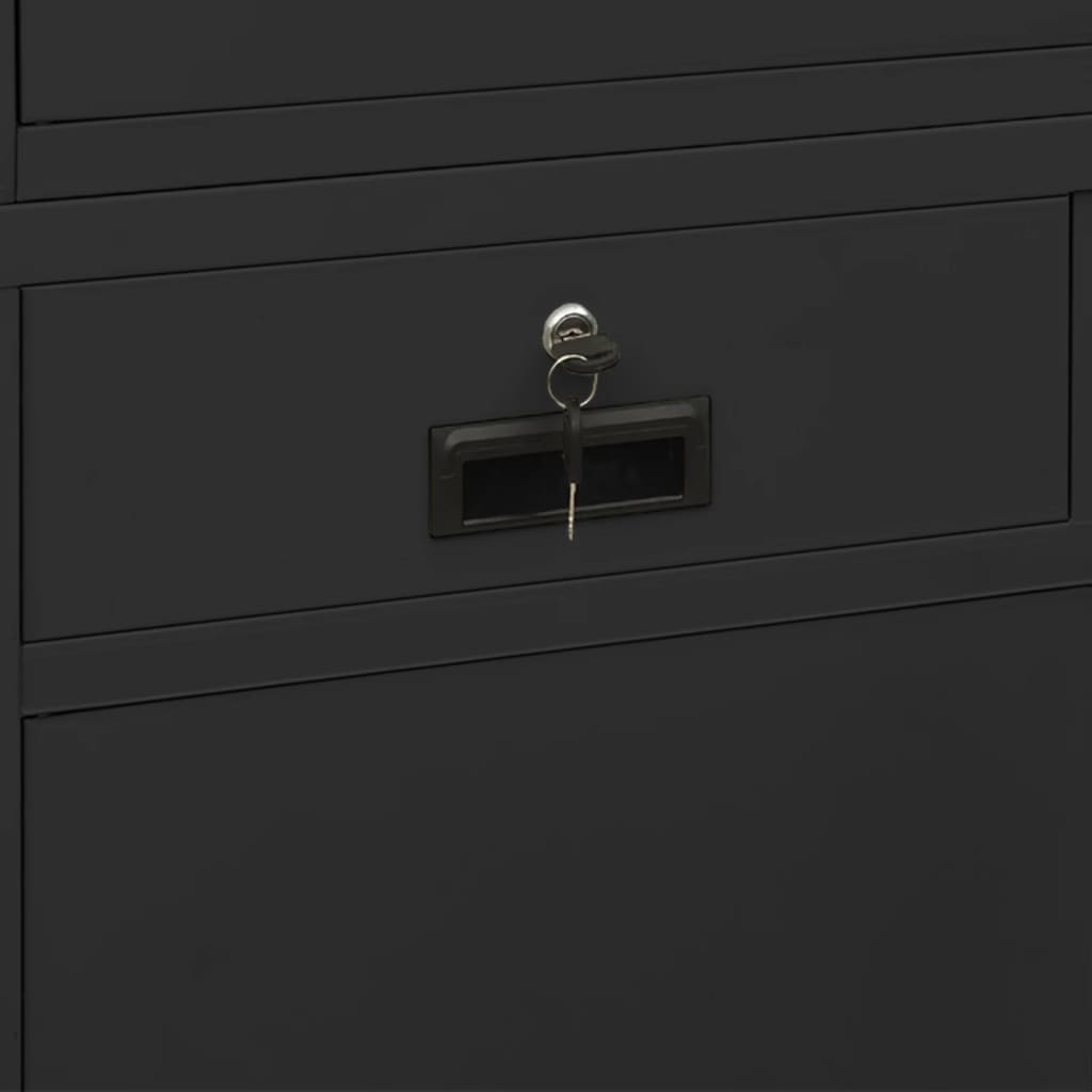 Office Cabinet Anthracite 90x40x180 cm Steel and Tempered Glass