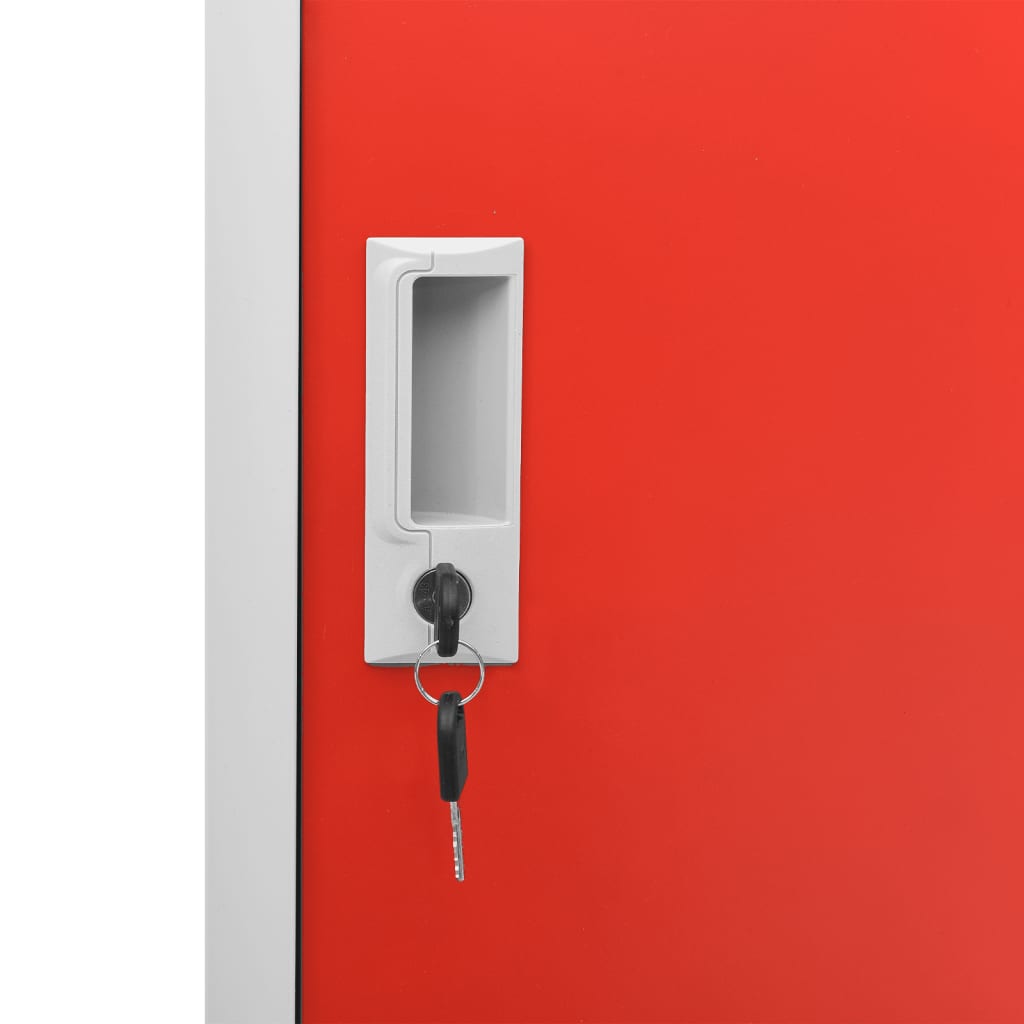 Locker Cabinet Light Grey and Red 90x45x92.5 cm Steel
