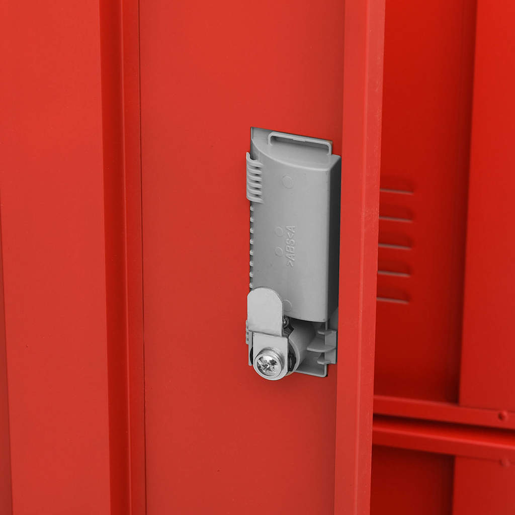 Locker Cabinet Light Grey and Red 90x45x92.5 cm Steel