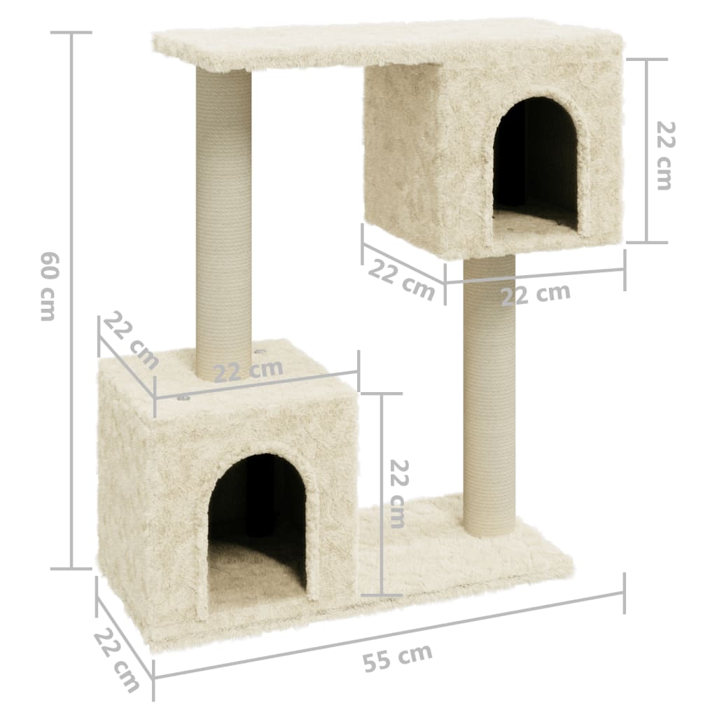 Cat Tree with Sisal Scratching Posts Cream 60 cm