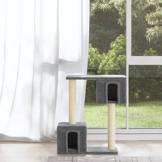 Scratching Post | Light grey | Engineered wood, plush, sisal | 60 cm
