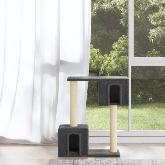 Scratching Post | Dark grey | Engineered wood, Plush, Sisal | Medium