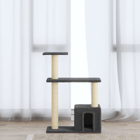 Cat Tree | Dark grey | Sturdy wood, plush, sisal | Medium | Cat Tree