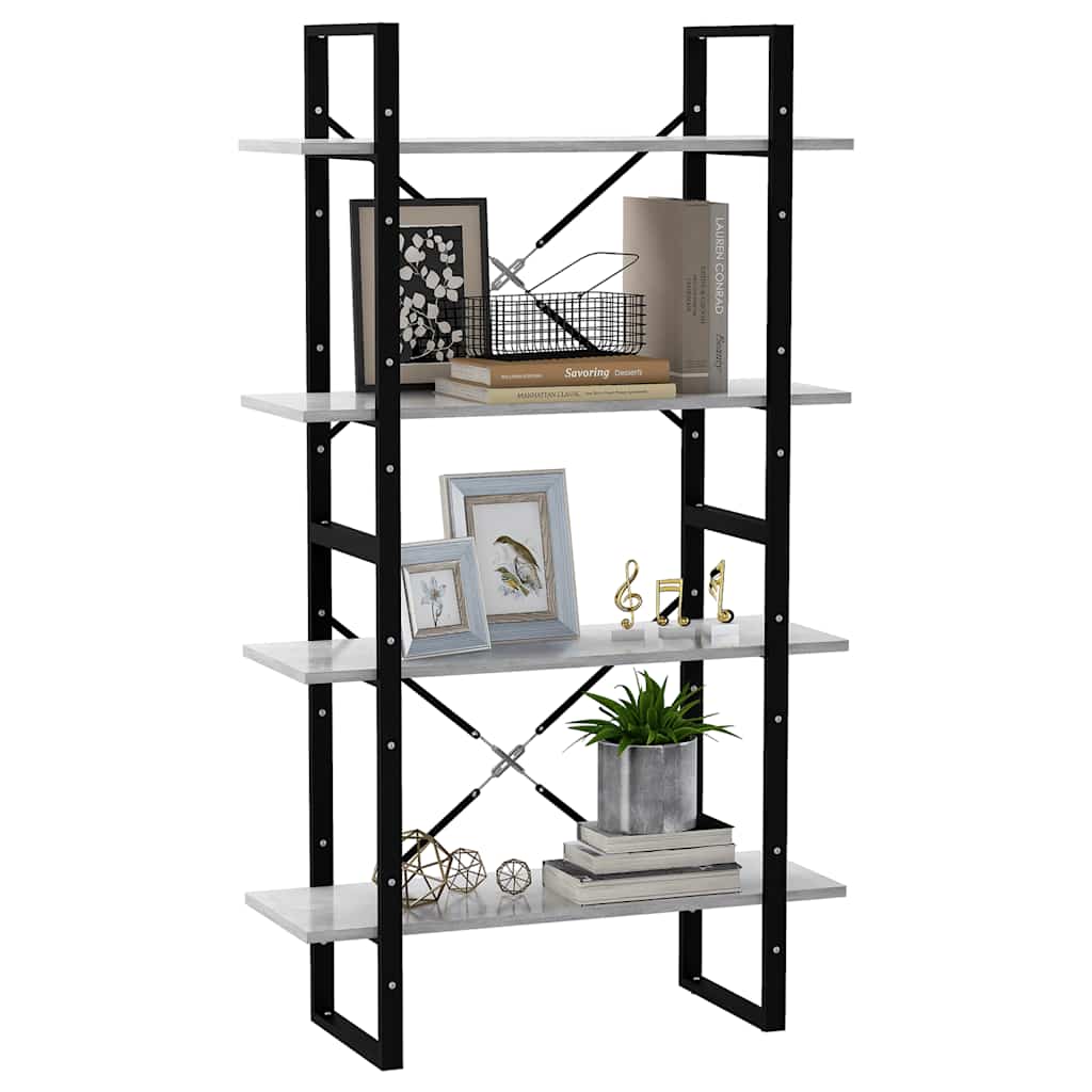 4-Tier Book Cabinet Concrete Grey 80x30x140 cm Engineered Wood