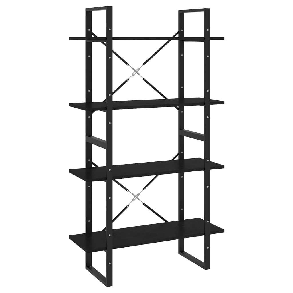 Book Cabinet | Black | Solid Pine Wood, Metal | 80 x 30 x 140 cm