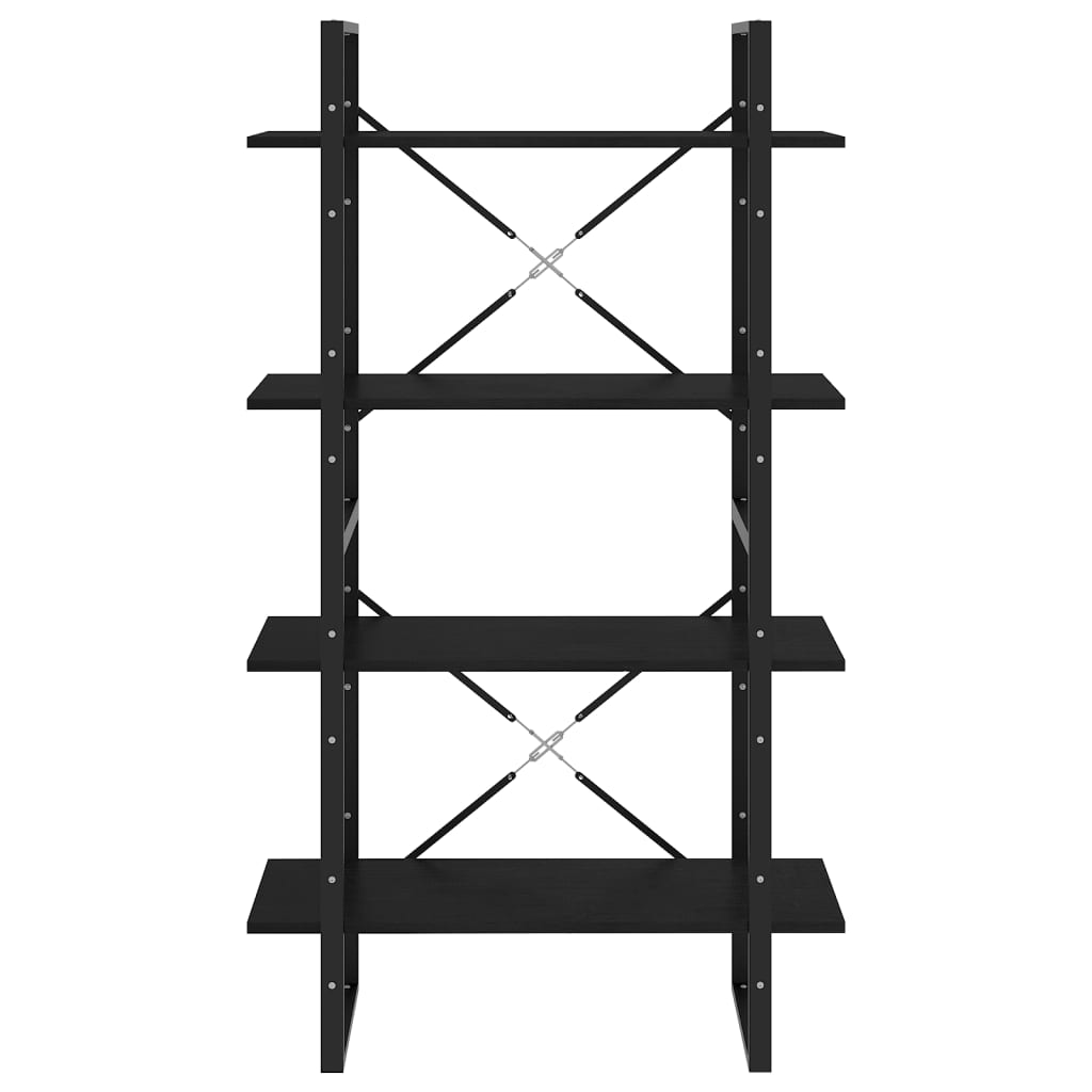 Book Cabinet | Black | Solid Pine Wood, Metal | 80 x 30 x 140 cm